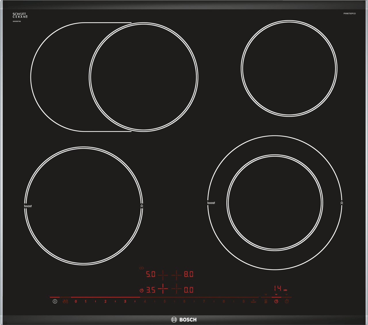 Bild von Bosch PKN675DP1C Serie 8 Elektrokochfeld 60 cm Schwarz