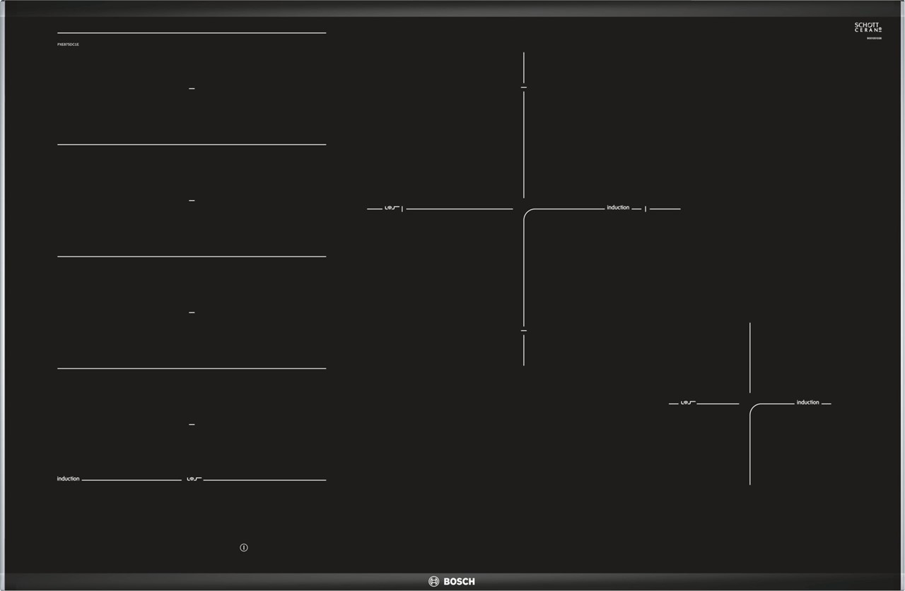 Bild von Bosch PXE875DC1E Serie 8 Induktionskochfeld 80 cm Schwarz, Mit Rahmen aufliegend