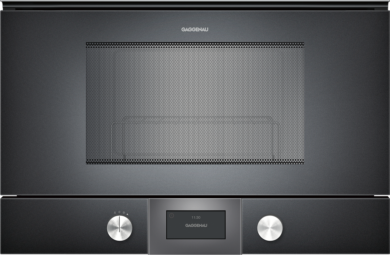 Bild von Gaggenau Mikrowellengerät BMP225100 Serie 200 Vollglastür in Gaggenau Anthrazit Linksanschlag