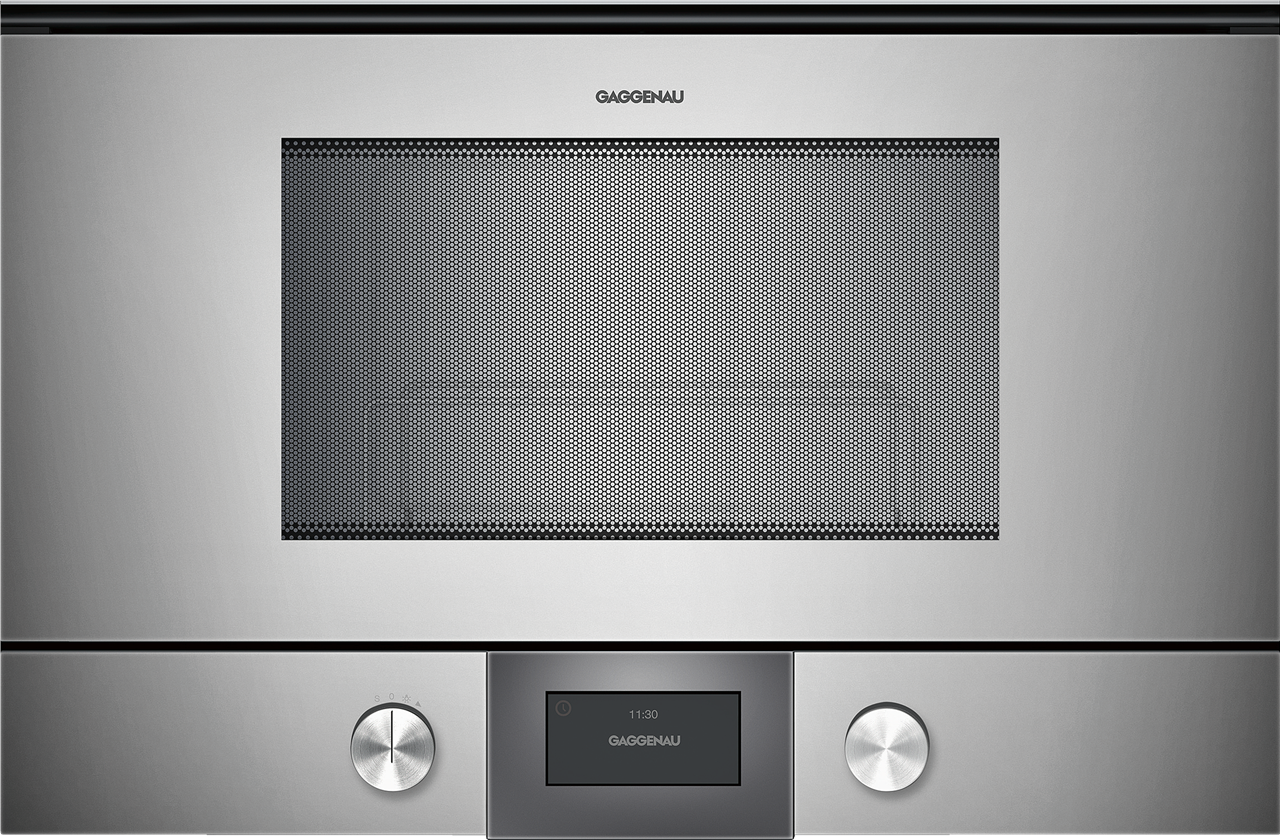Bild von Gaggenau Mikrowellengerät BMP225110 Serie 200 Vollglastür in Gaggenau Metallic Linksanschlag