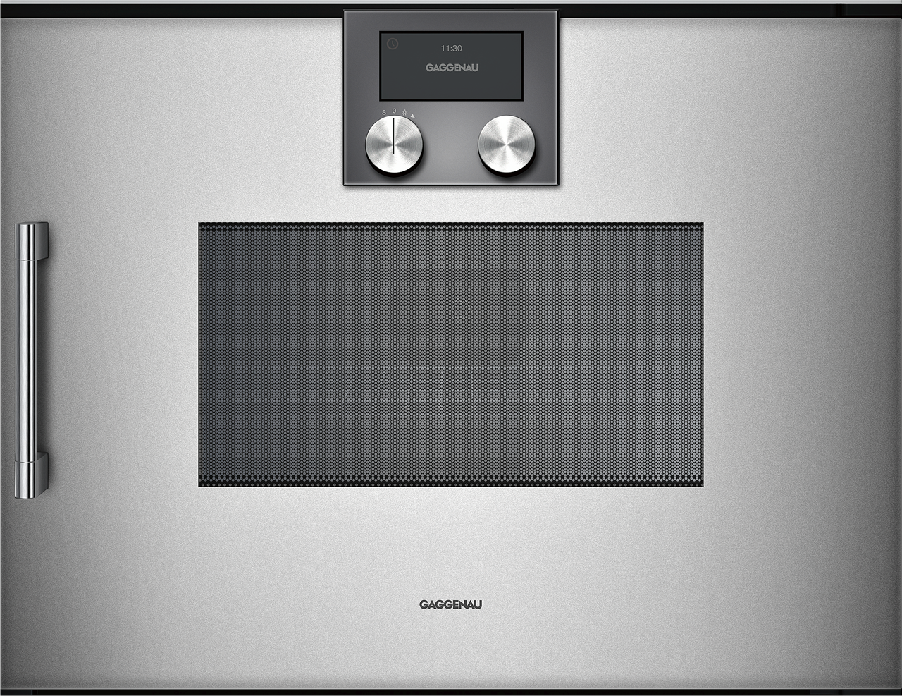 Bild von Gaggenau Mikrowellen-Backofen BMP250110 Serie 200 Vollglastür in Gaggenau Metallic Rechtsanschlag