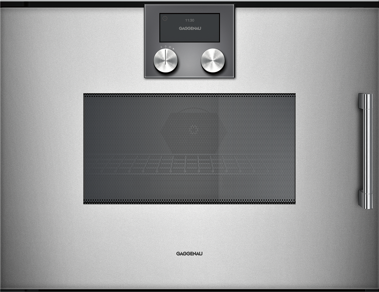 Bild von Gaggenau Mikrowellen-Backofen BMP251110 Serie 200 Vollglastür in Gaggenau Metallic Linksanschlag