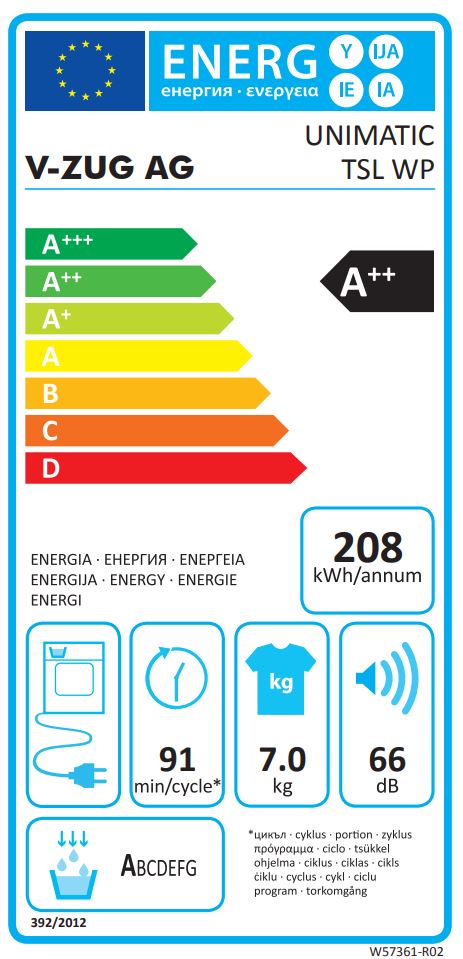 Lave/sèche-linge UnimaticSéchage V4000