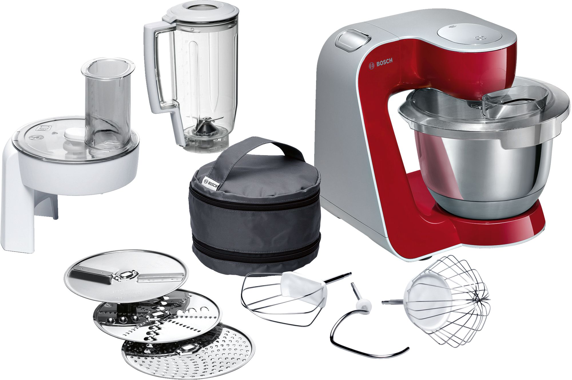 Bild von Bosch MUM58720 Küchenmaschine MUM5 1000 W Rot silber
