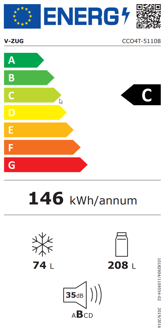 Réfrigérateur/congélateur CombiCooler V4000 178KNI