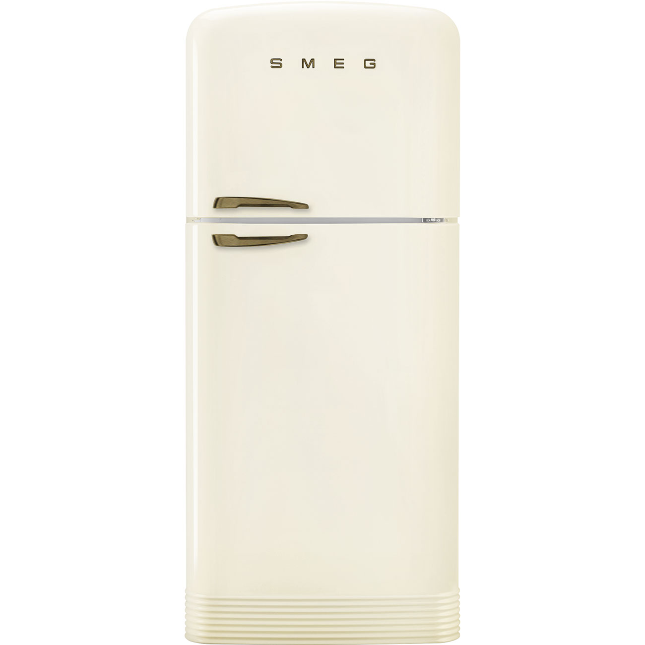 Bild von Smeg FAB50RCRB Kühlschrank 50's No Frost RETRO STYLE CREME mit Türgriff Messing Antik freistehend Rechts