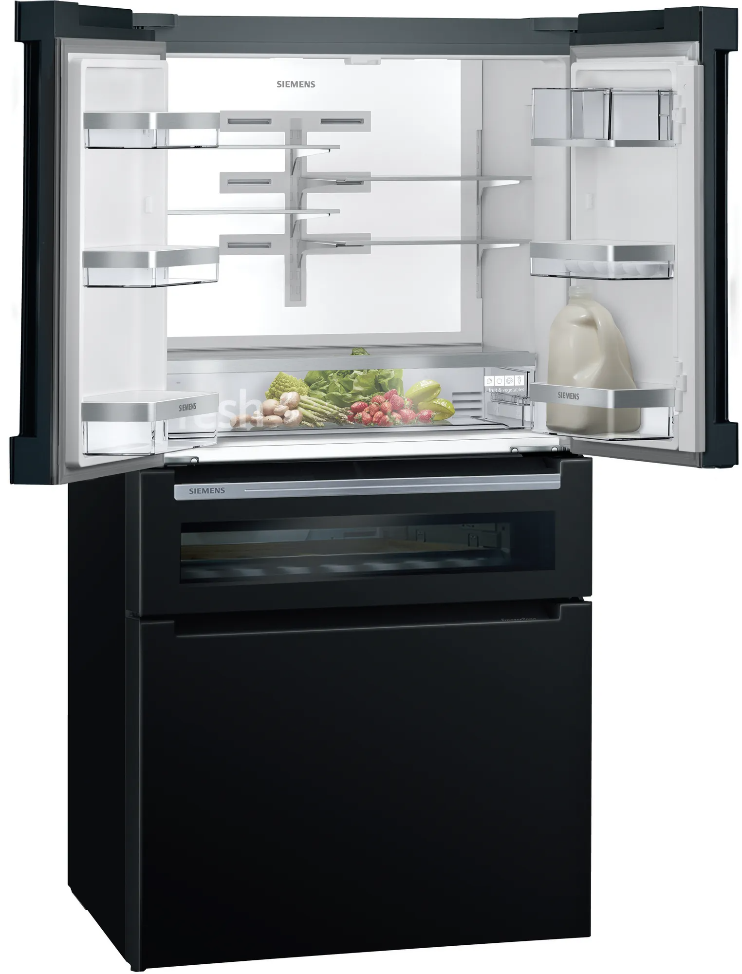 Bild von Siemens KF96RSBEA iQ700 Kühl-Gefrierkombination mehrtürig, Glasfront 183 x 90.5 cm Schwarz