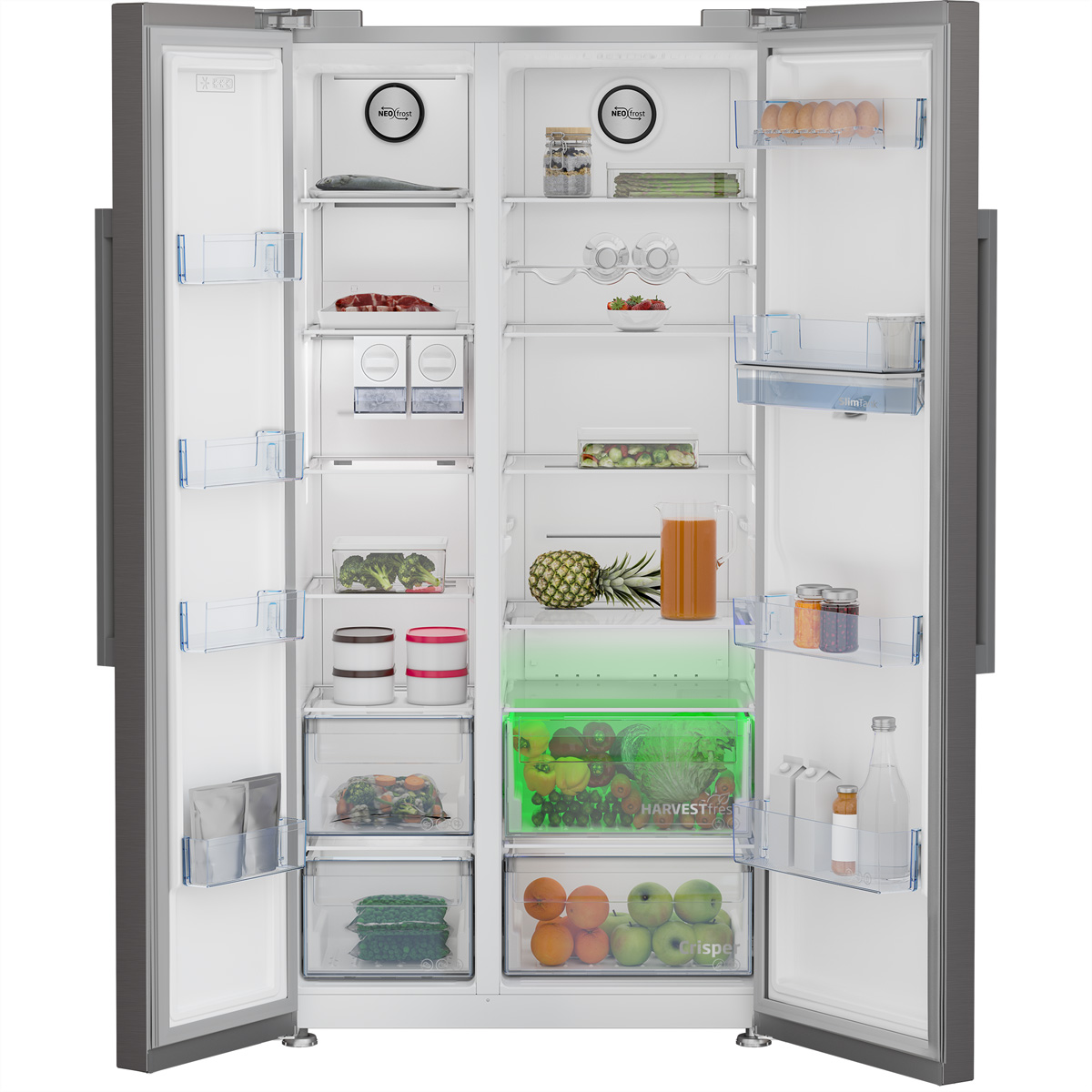 Bild von Beko GN163242XBCHN Foodcenter 554l Side by Side No Frost, silber, Wasserspender mit Tank