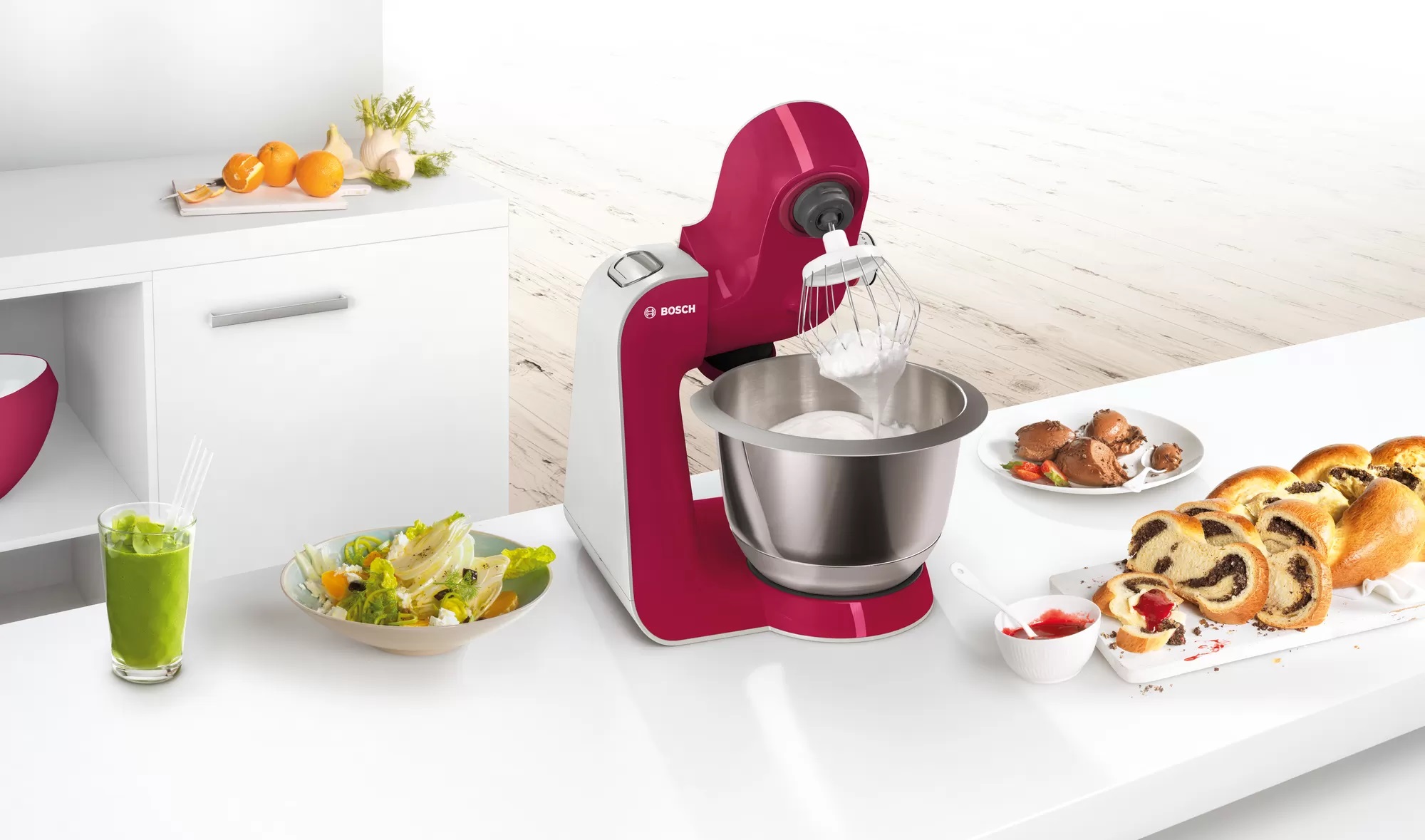 Bild von Bosch MUM58720 Küchenmaschine MUM5 1000 W Rot silber