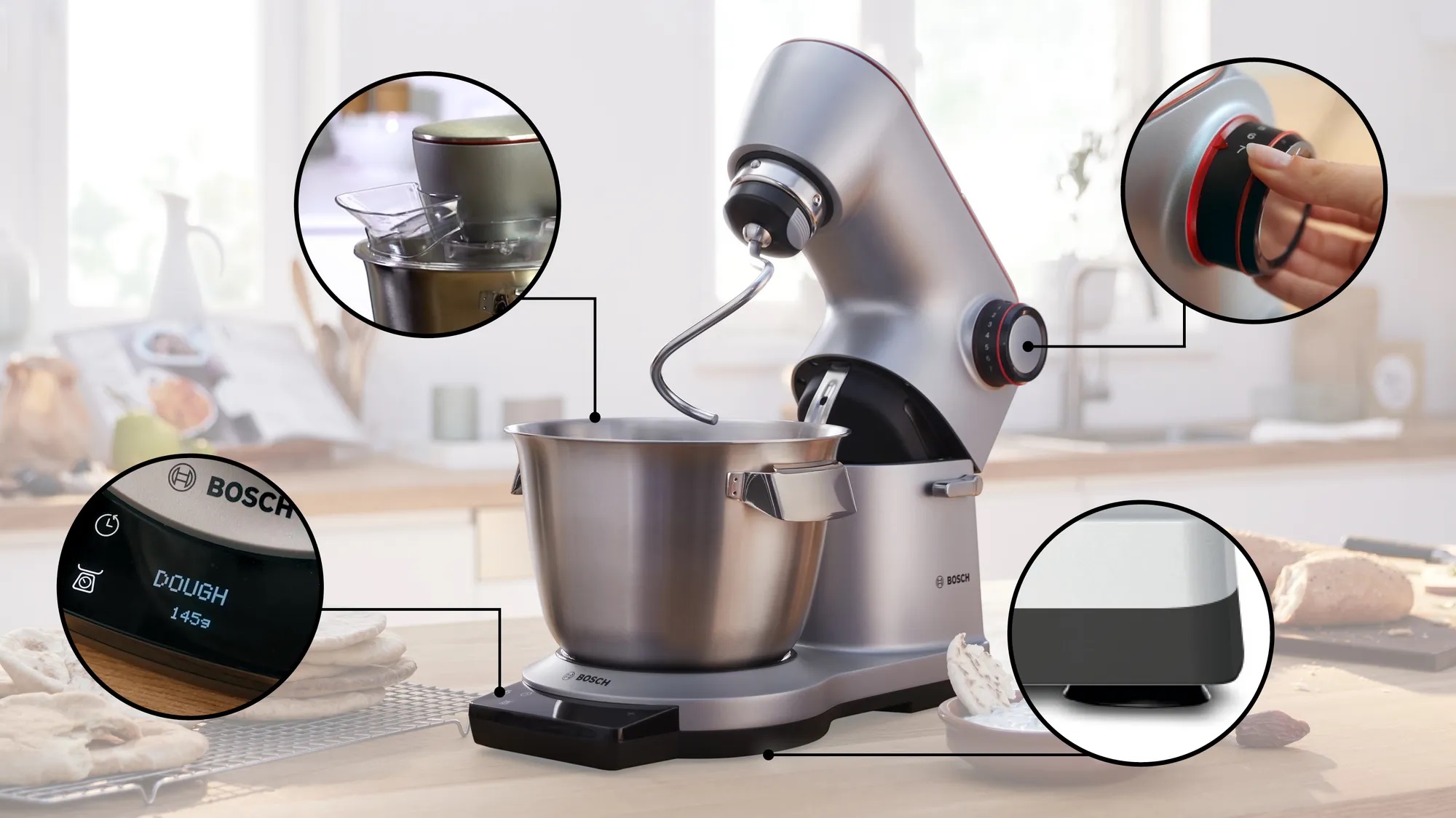 Bild von Bosch MUM9AX5S00 Series 8 Küchenmaschine OptiMUM mit Waage 1500 W Silber