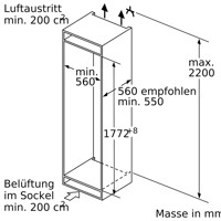 Bild von Bosch KIF81PFE0 Serie 8 Einbaukühlschrank 177.5 x 56 cm Flachscharnier