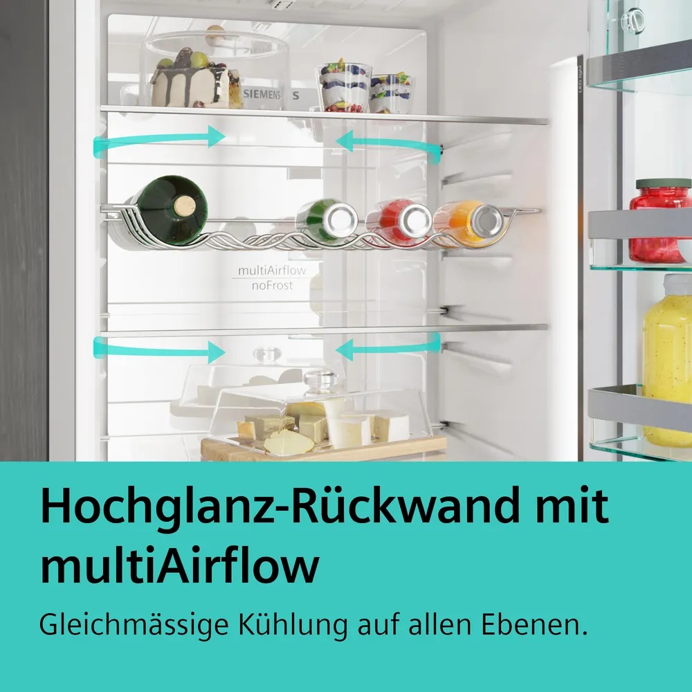 Bild von Siemens KG36N2ICF iQ300 Freistehende Kühl-Gefrier-Kombination mit Gefrierbereich unten 186 x 60 cm Edelstahl-antifingerprint