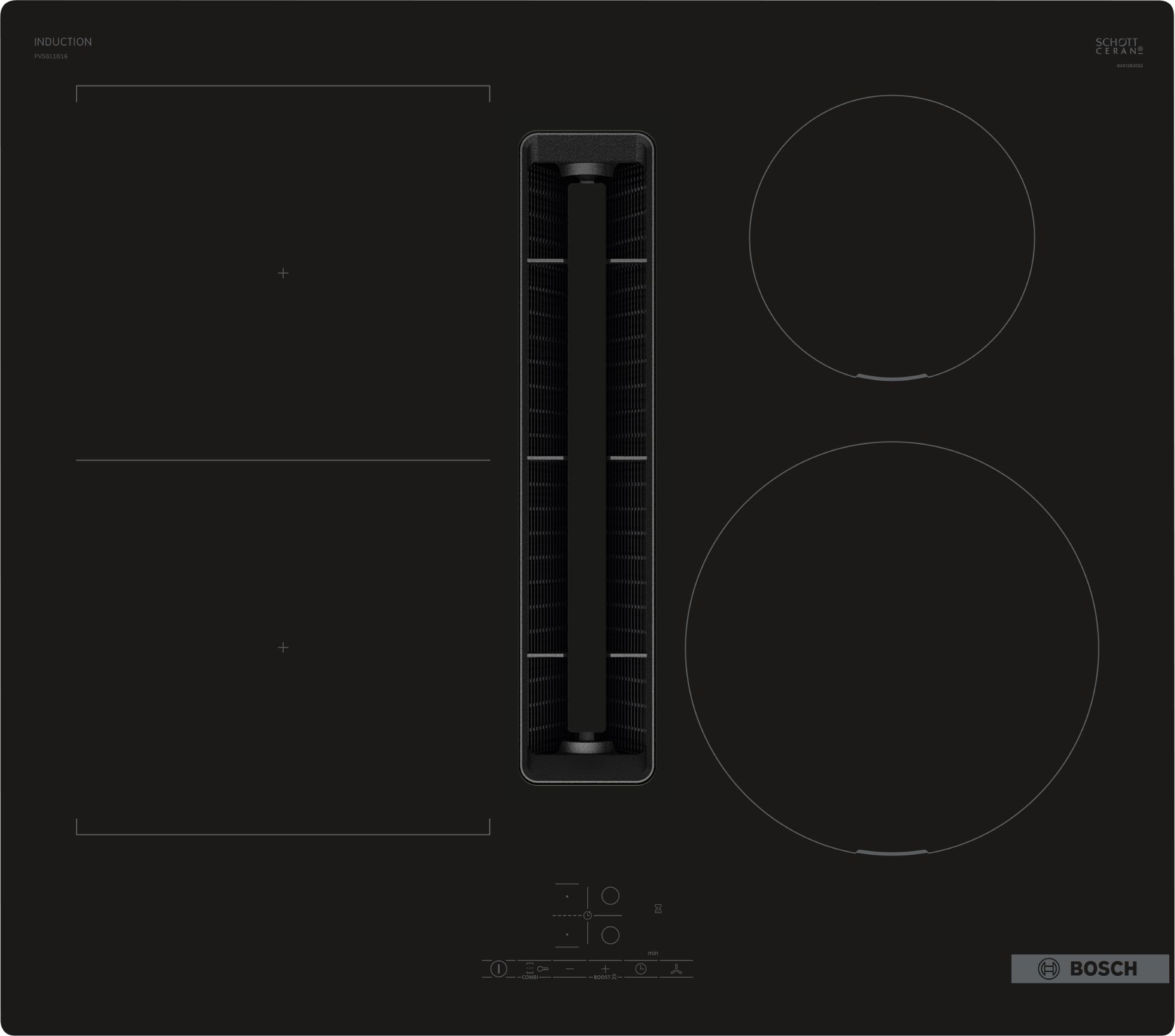 Bild von Bosch PVS611B16E Serie 4, Induktions Kochfeld mit integriertem Dunstabzug, 60 cm, Rahmenlos aufliegend