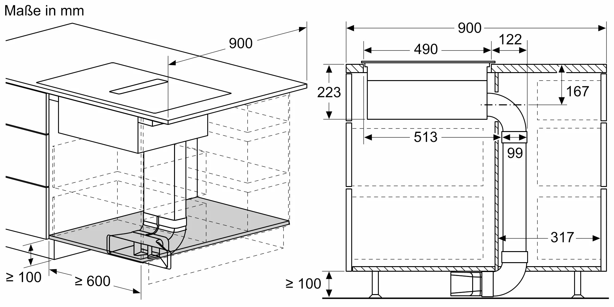 Bild von Bosch PVS611B16E Serie 4 Induktions Kochfeld mit integriertem Dunstabzug 60 cm Rahmenlos aufliegend