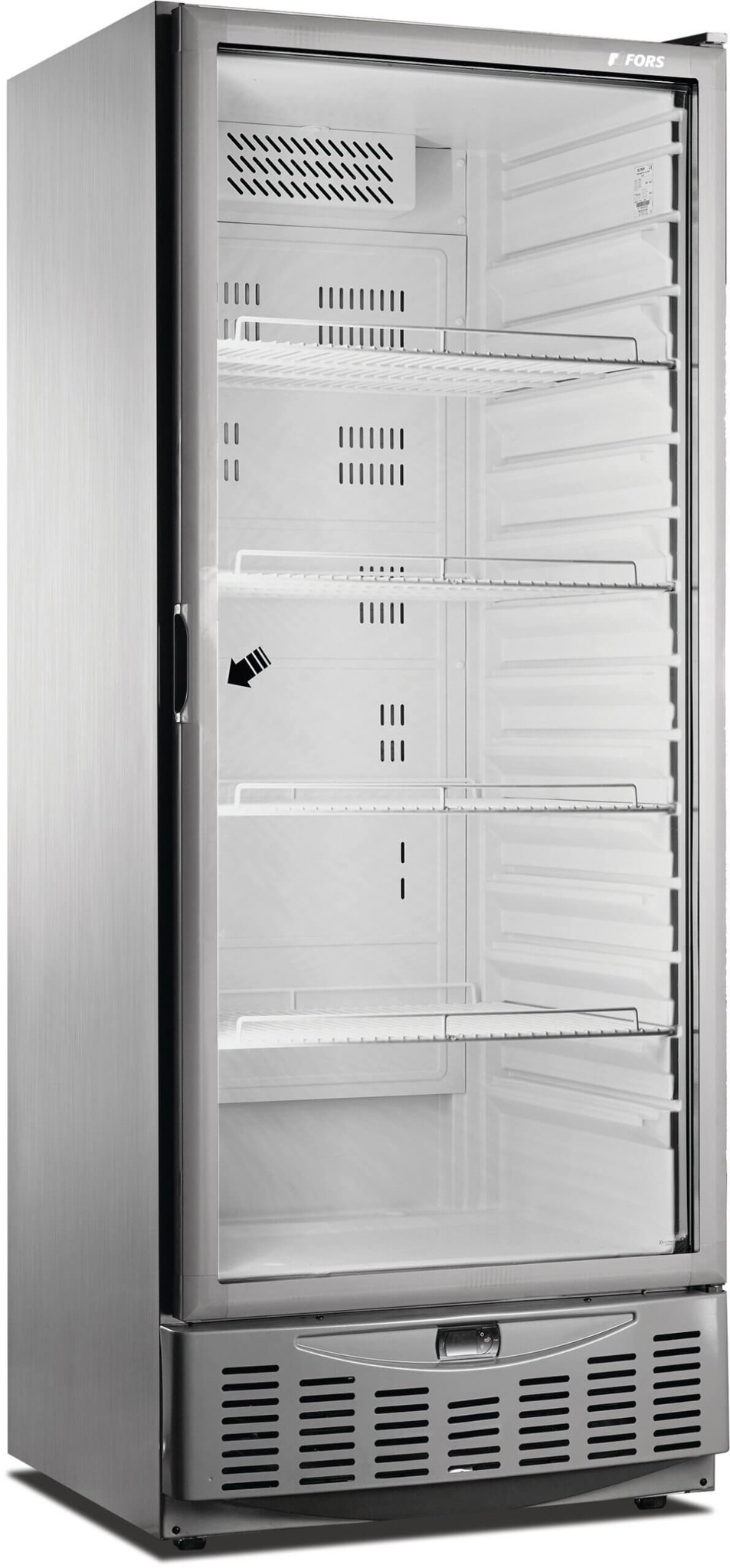 Bild von FORS GMCV 550 GES Gastronomie- & Bäckerei-Kühlschrank, Glastür, Edelstahl, GN 2/1 und 600x400 Bandung rechts fest