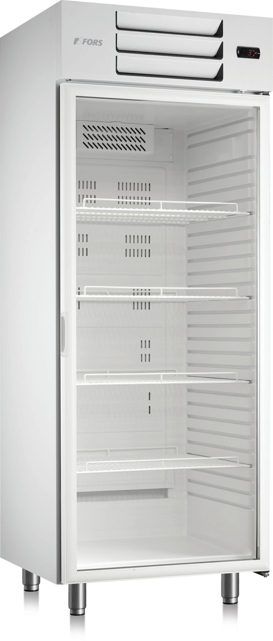 Bild von FORS GCV 550 WG Gastronomie-Kühlschrank, Glastür, weiss, GN 2/1 Bandung rechts fest Weiss