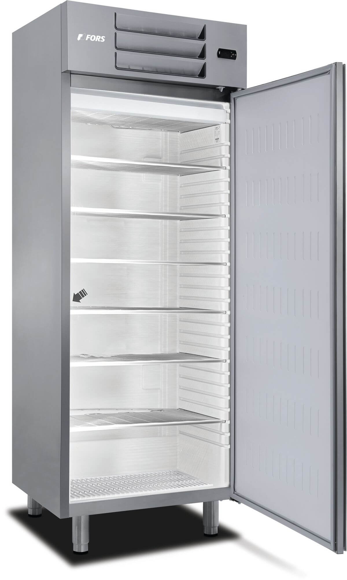 Bild von FORS GFS 550 ES Gastronomie-Gefrierschrank, Volltür, Edelstahl, GN 2/1 Bandung rechts, wechselbar Edelstahl
