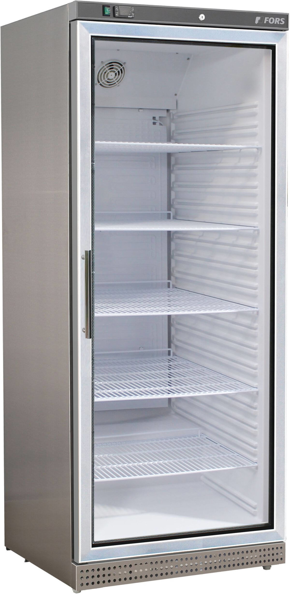 Bild von FORS GUCV 6000 GES Gastronomie-Kühlschrank, Glastür, Edelstahl, GN 2/1 Bandung rechts, wechselbar Edelstahl