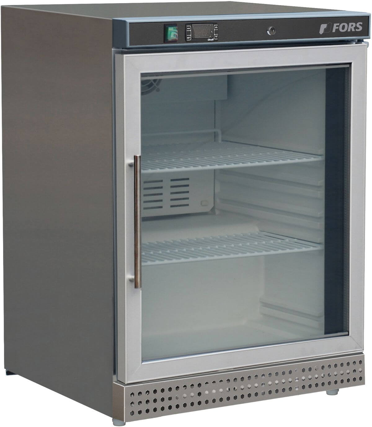 Bild von FORS UFV 1200 GES Gewerbe-Gefrierschrank, Glastür, Edelstahl Bandung rechts fest Edelstahl