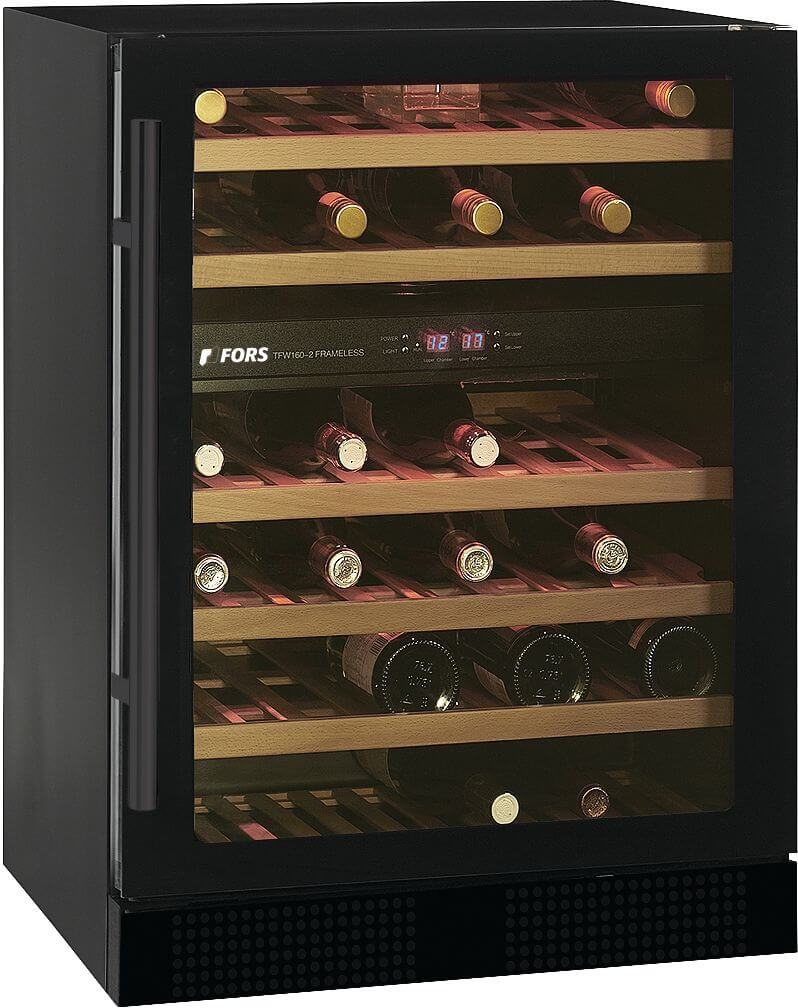 Bild von FORS VC 8246 NG Weintemperierschrank, Glastür, schwarz, 2 Zonen Bandung rechts, wechselbar Schwarz