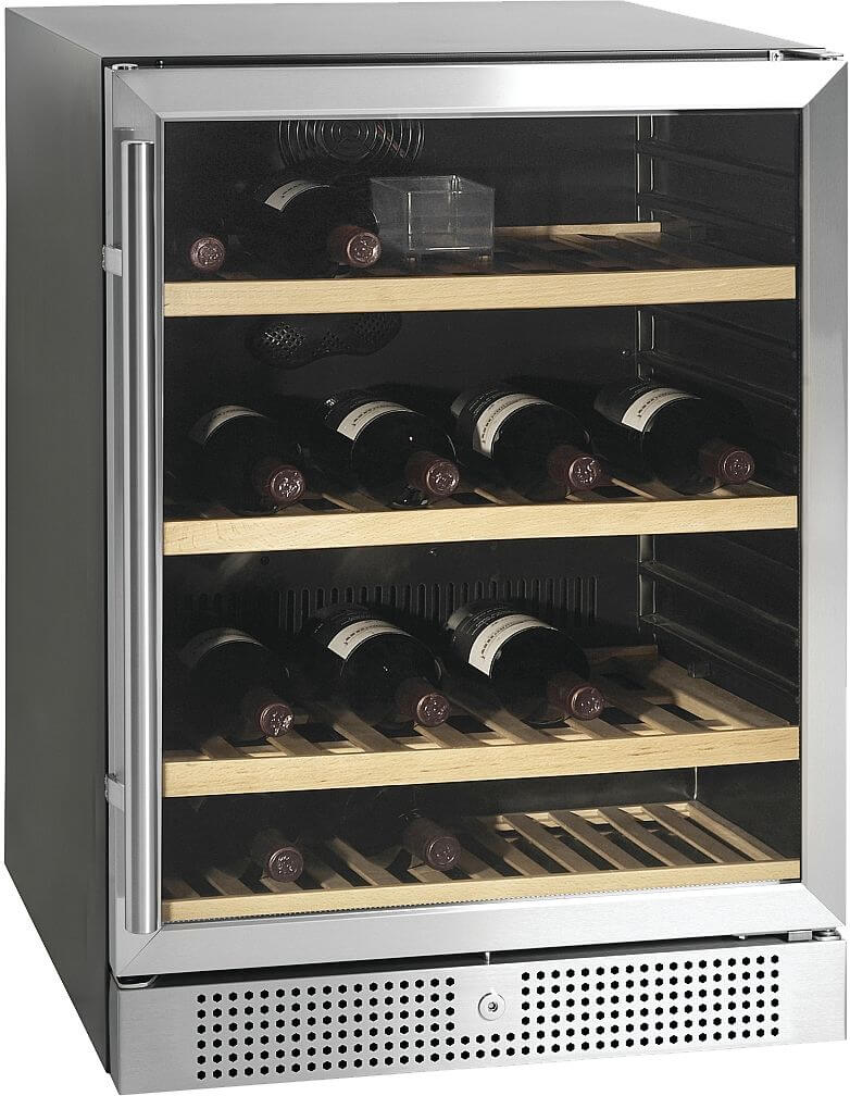 Bild von FORS VS 8248 GES Weintemperierschrank, Glastür, schwarz/Edelstahl, 1 Zone Bandung rechts, wechselbar Schwarz\, Edelstahlfront