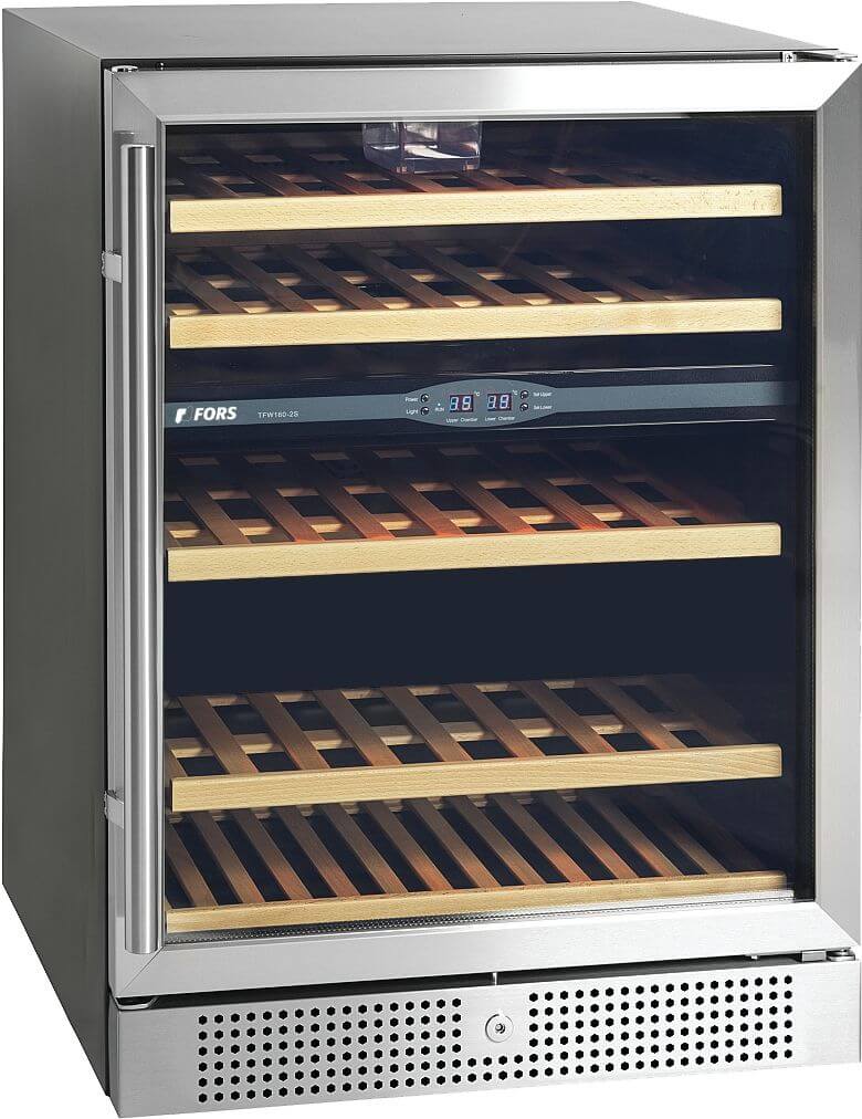 Bild von FORS VC 8246 GES Weintemperierschrank, Glastür, schwarz/Edelstahl, 2 Zonen Bandung rechts, wechselbar Schwarz\, Edelstahlfront