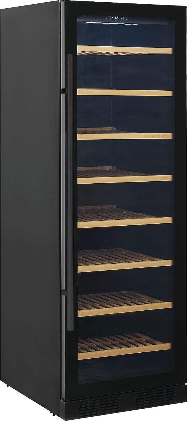 Bild von FORS VS 176165 NG Weintemperierschrank, Glastür, schwarz, 1 Zone Bandung rechts, wechselbar Schwarz