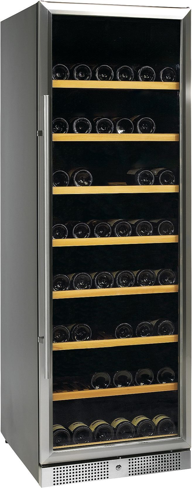 Bild von FORS VS 176165 GES Weintemperierschrank, Glastür, schwarz/Edelstahl, 1 Zone Bandung rechts, wechselbar Schwarz\, Edelstahlfront