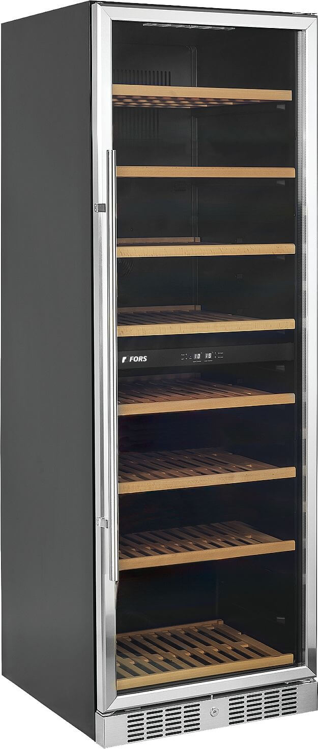 Bild von FORS VC 176163 GES Weintemperierschrank, Glastür, schwarz/Edelstahl, 2 Zonen Bandung rechts, wechselbar Schwarz\, Edelstahlfront