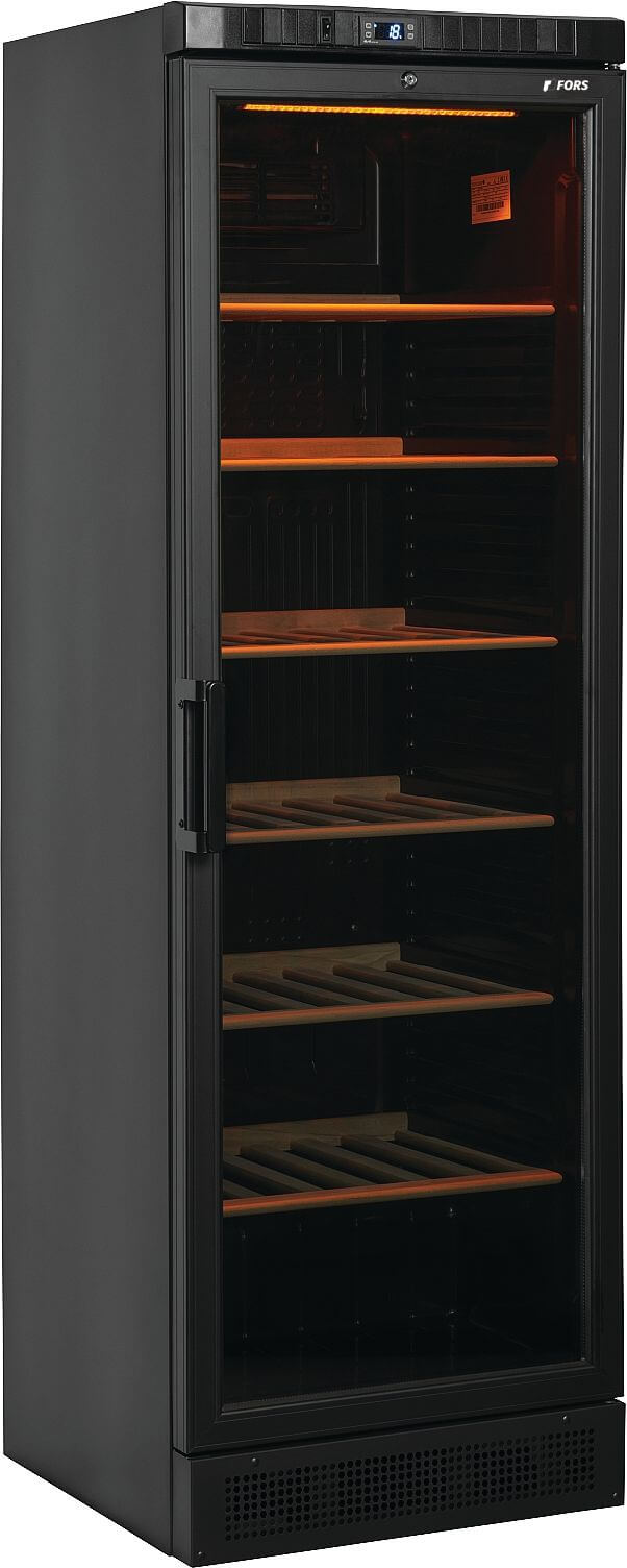 Bild von FORS WK 184118 NG Weinkühlschrank, Glastür, schwarz, 1 Zone Bandung rechts, wechselbar Schwarz