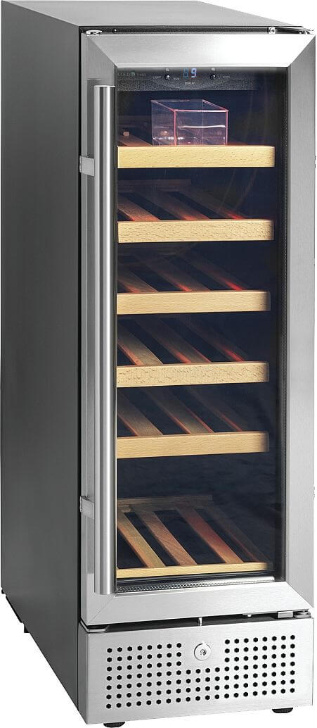 Bild von FORS VS 8619 GES Weintemperierschrank, Glastür, schwarz/Edelstahl, 1 Zone Bandung rechts, wechselbar Schwarz\, Edelstahlfront