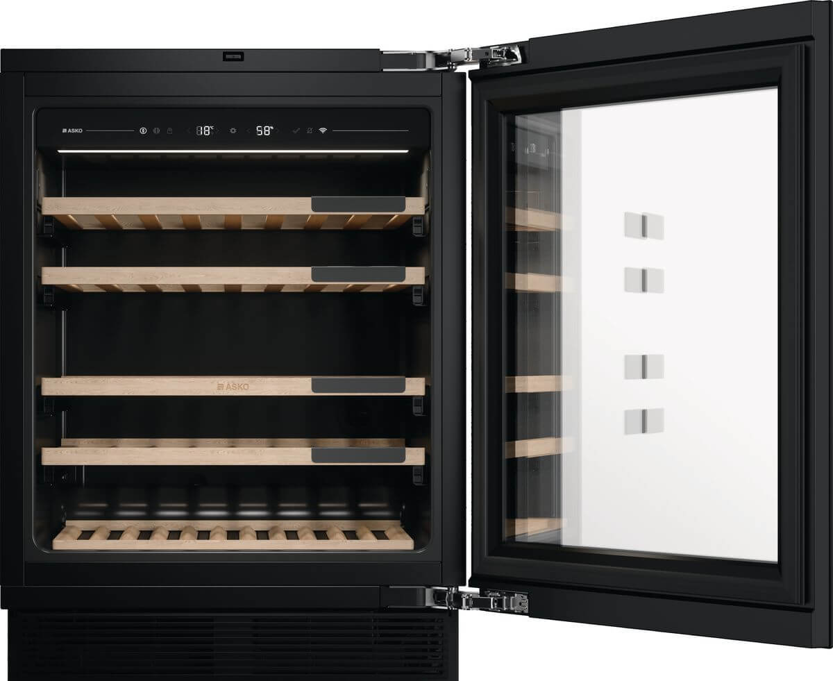 Bild von ASKO WCN 15842 G Unterbau-Weinkühlschrank Einbau ELEMENTS Bandung rechts, wechselbar Glassfront schwarz