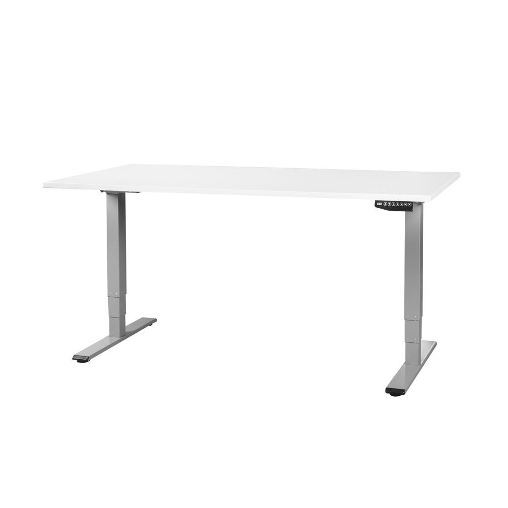 Bild von CONTINI höhenverstellbarer Bürotisch 1.4x0.8m weiss / Gestell grau RAL 7045