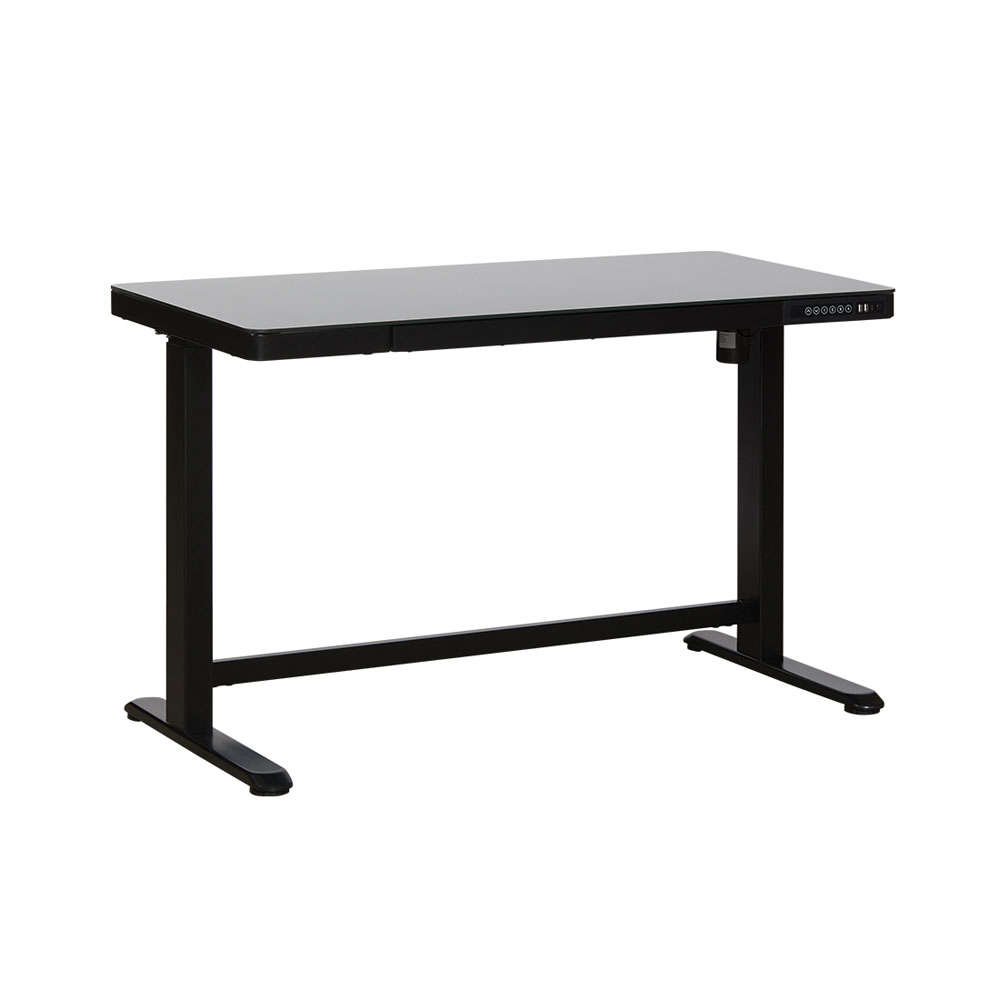 Bild von CONTINI höhenverstellbarer Bürotisch 1.2x0.6m schwarz Glas Arbeitsfläche