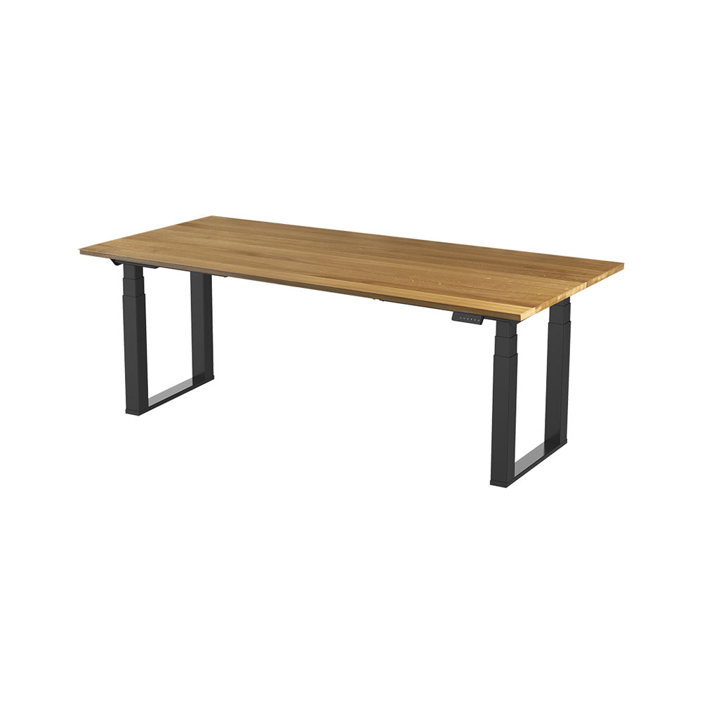 Bild von CONTINI höhenverstellbarer Bürotisch 2.0x0.9m Eiche Massivholz / Gestell ET223Q schwarz