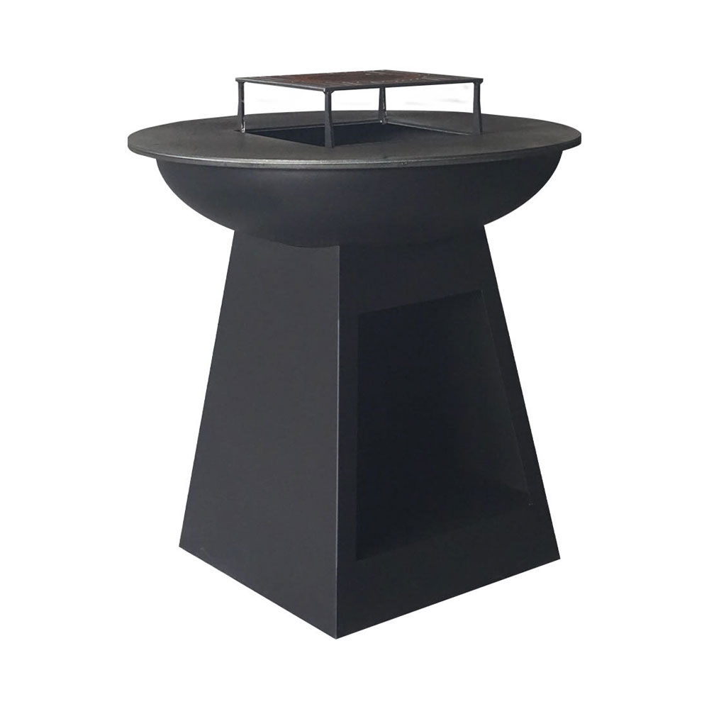 Bild von Mr. Grill Feuerschale mit Holzfach & Grillring Black