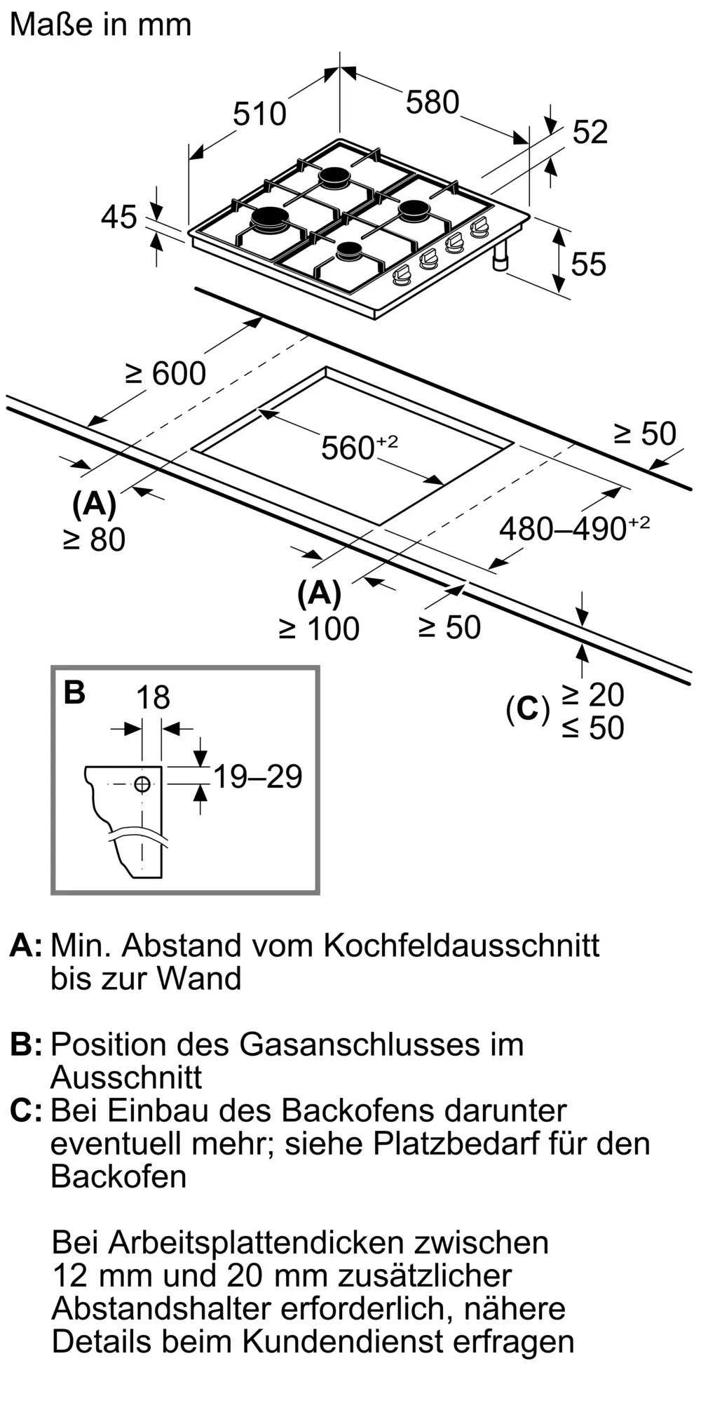Bosch PBP6B5K80 Gaskochfeld, 60 cm, Edelstahl, Bild 8
