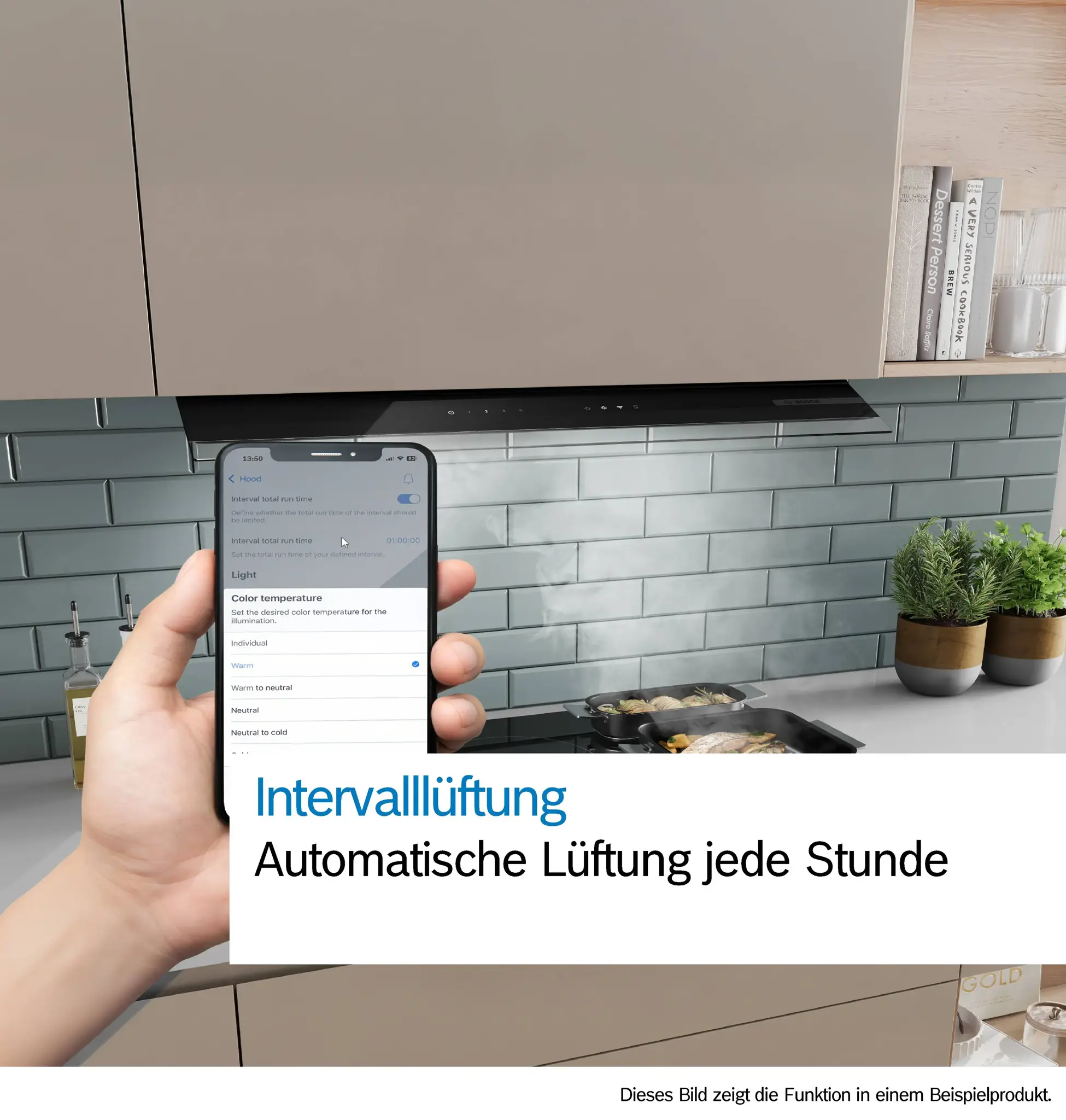 Bosch DBB67DP60 Integrierte Designhaube, 60 cm, Klarglas schwarz bedruckt, Mattschwarz, Bild 8