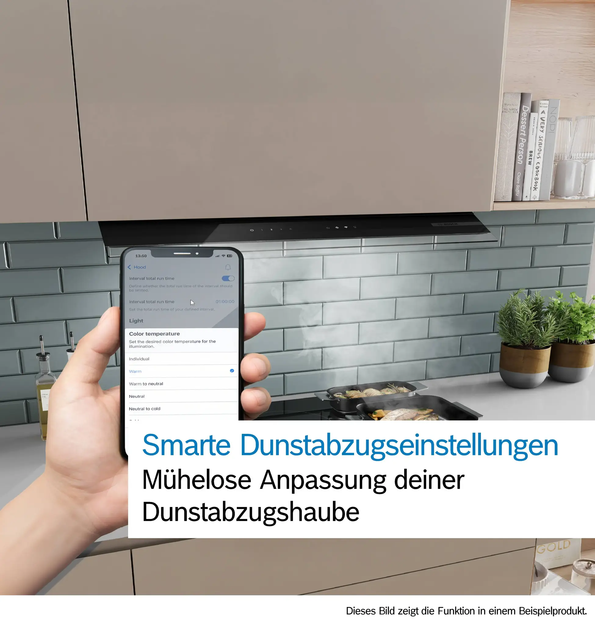 Bosch DBB67DP60 Integrierte Designhaube, 60 cm, Klarglas schwarz bedruckt, Mattschwarz, Bild 7