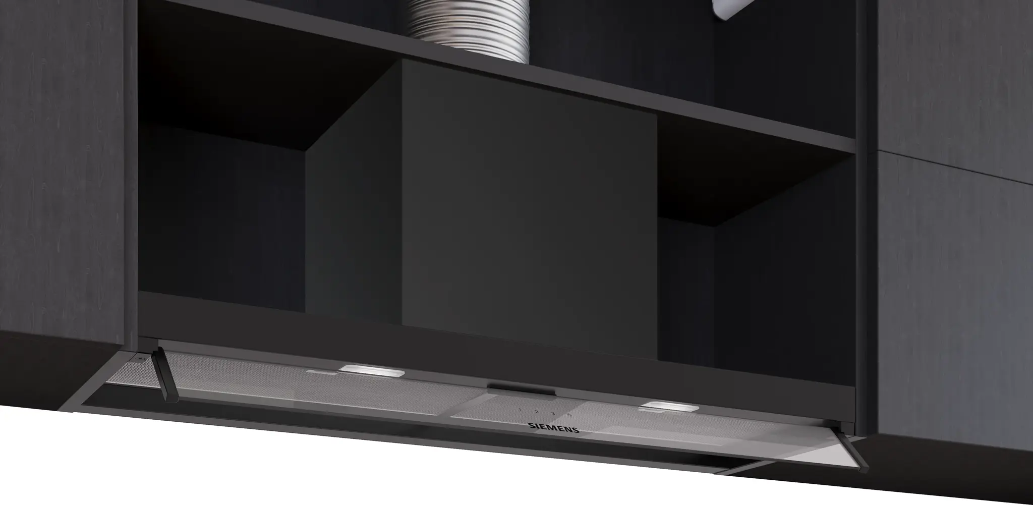 Siemens LJ95BCC60C iQ300, Integrierte Designhaube, 90 cm, Klarglas, Mattschwarz