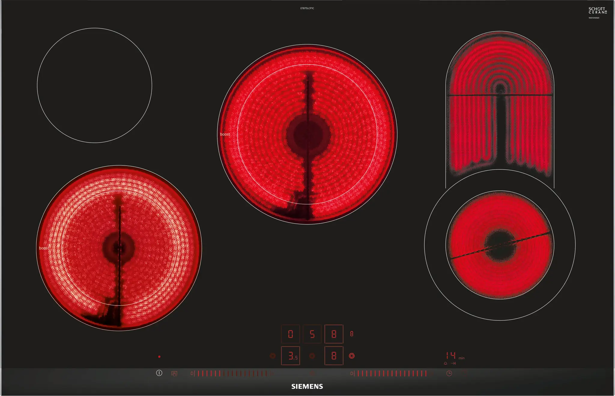 Siemens ET875LCP1C iQ300, Elektrokochfeld, 80 cm, Schwarz