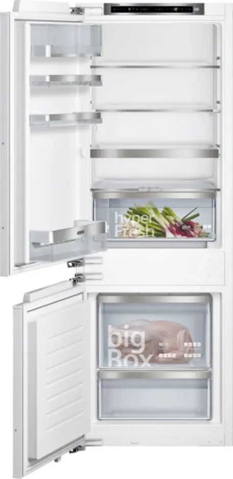 Siemens KI77SADE0Y iQ500, Einbau-Kühl-Gefrier-Kombination mit Gefrierbereich unten, 157.8 x 55.8 cm, Flachscharnier mit Softeinzug