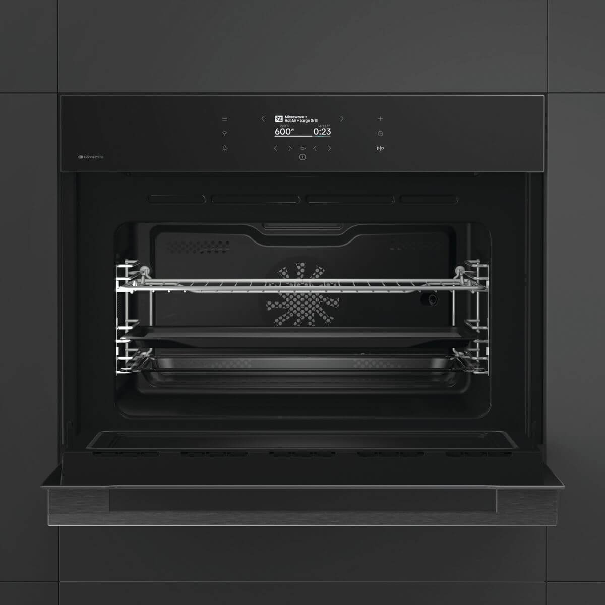 HISENSE BIM406A8B Kompaktbackofen mit Mikrowellenfunktion BlackGlass HI8